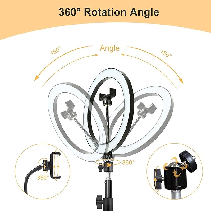Ring Light OEBLD Dimmable with 3 Light Modes & 10 Brightness Level 360° Rotae - Image 3