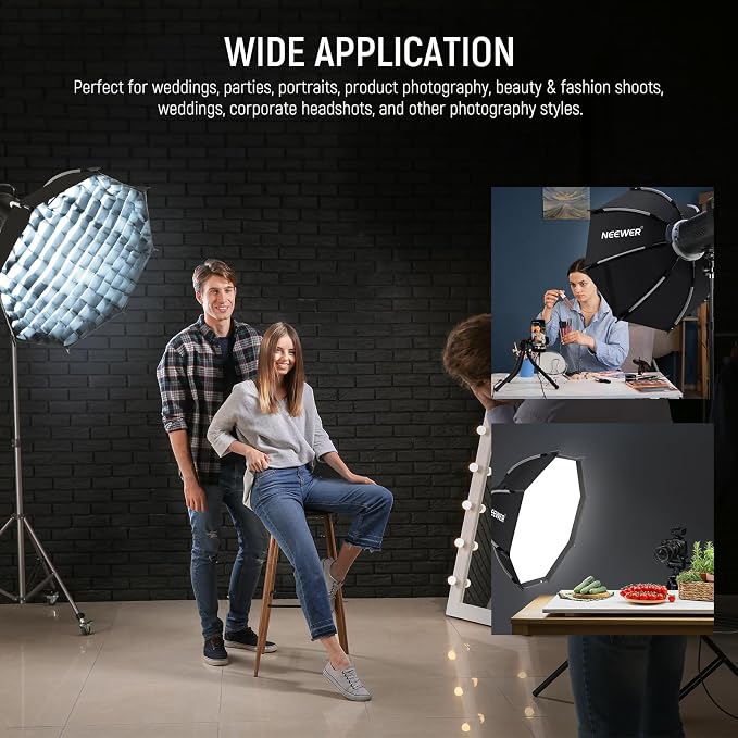 NEEWER 25.6'' Octagonal Softbox, Quick Release Parabolic Soft Box - Image 8