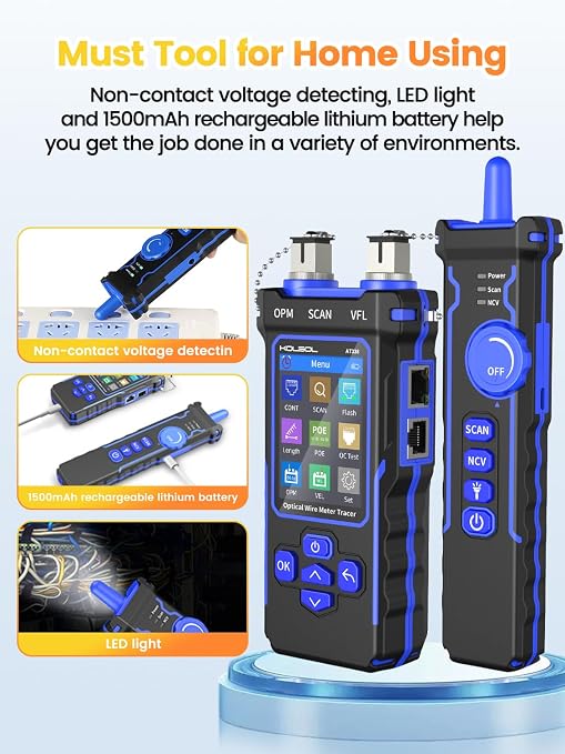 Network Cable Tester with Optical Power Meter, CAT5 CAT6 Ethernet Tester with - Image 5