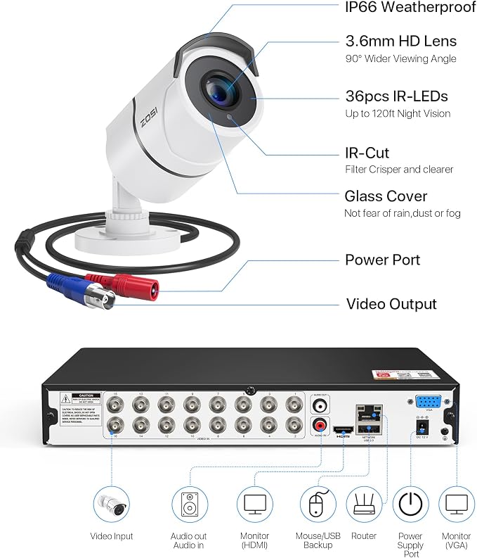 ZOSI 16 Channel Wired Security Camera System - Image 8