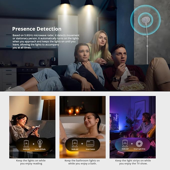 SONOFF Zigbee Human Presence Sensor, SNZB-06P Zigbee Smart Motion Detector - Image 4