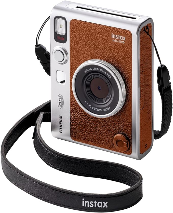 Fujifilm Instax Mini EVO Hybrid Brown Instant Camera | Instax Mini Twin Pack - Image 2