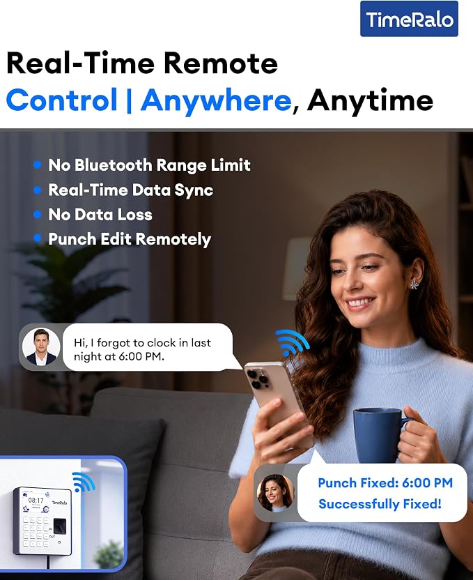 Cloud-Based Time Clock for Small Businesses, 3-in-1 Fingerprint Attendance - Image 3