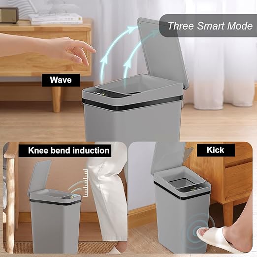 Yatmung 2 Pack - 2.5 Gallon Motion Sensor Bathroom Trash Can - Slim Smart Trash - Image 2