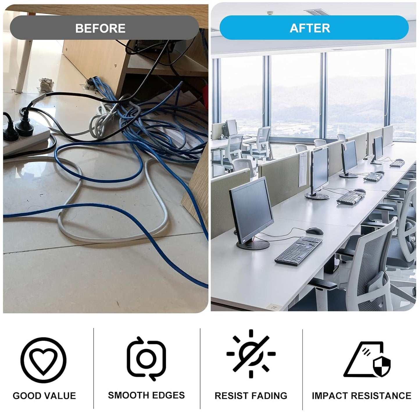1" White Desk Grommet, JTemgle Flexible Cable Grommet Cross Rubber Cable Hole Cover Wire Organizer Caps Desktop Cord Management for Home Office TV Stands Tabletops, 20 Pieces
