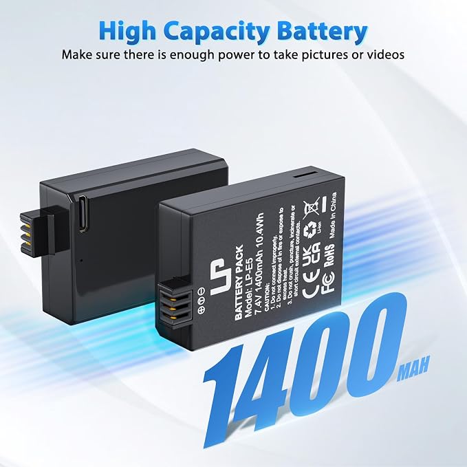 LP LP-E5 Battery 2-Pack 1400mAh USB-C Fast Charging - Image 7