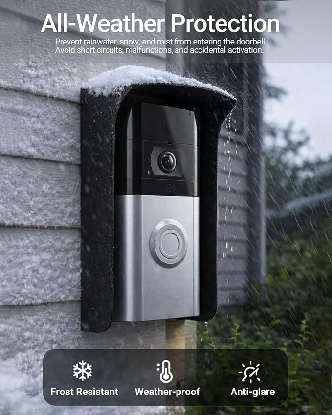 Ring Doorbell Cover Weatherproof, Metal Doorbell Rain Cover Compatible - Image 2