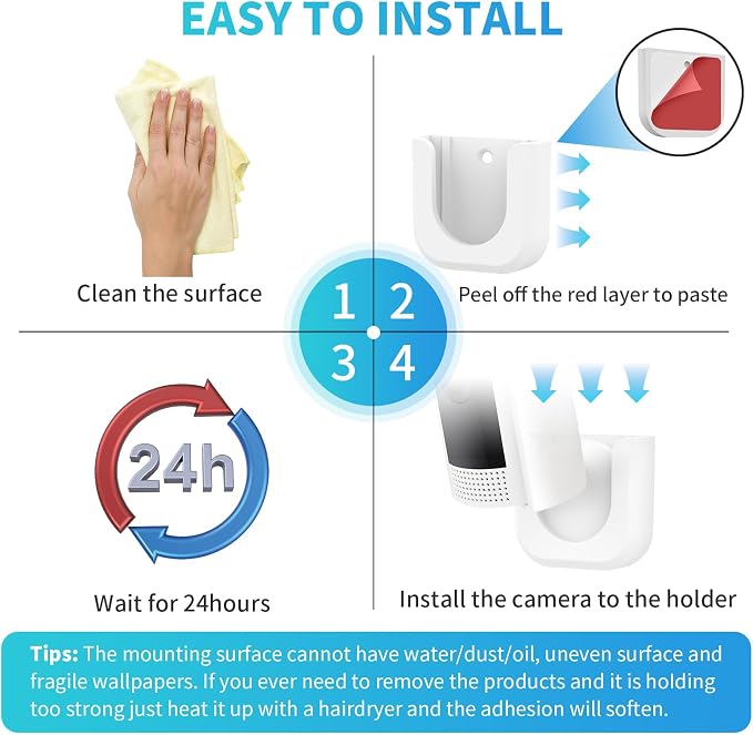 Adhesive Wall Mount Bracket for Indoor Cam, Strong Adhesive Durable Camera - Image 7
