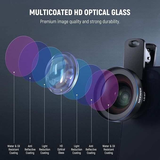NEEWER Basics 2 in 1 Phone Camera Lens Accessories Kit, HD 0.45x Wide Angle + - Image 5