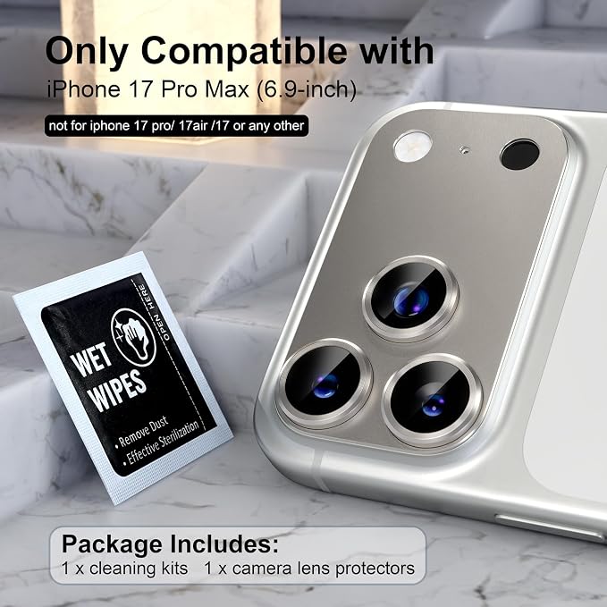 Choiche Compatible for iPhone 17 Pro Max Camera Lens Protector, Strong - Image 2