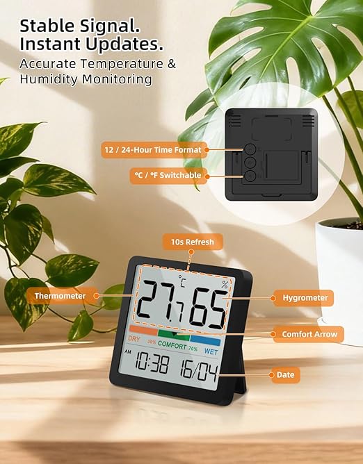 NOKLEAD Indoor Thermometer Hygrometer, Mini Desktop Digital Temperature and - Image 3