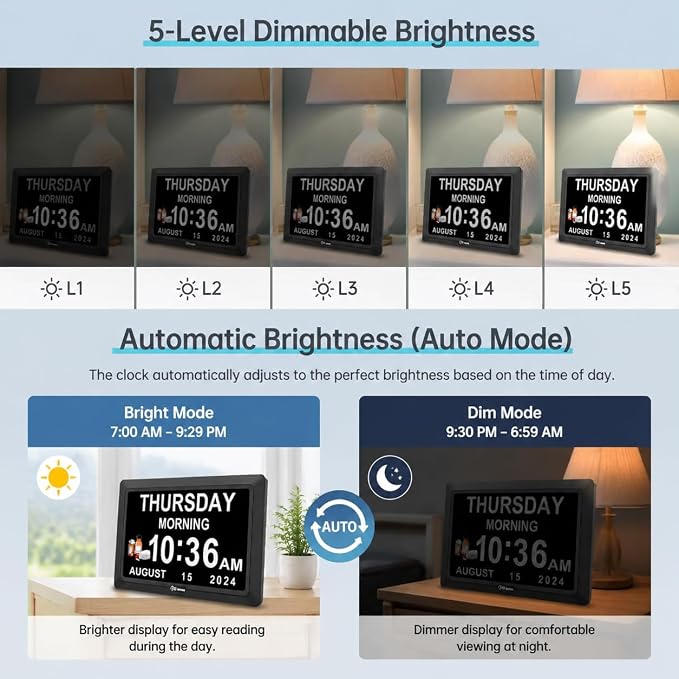 Soobest Dementia Digital Clock for Seniors Elderly, 20 Alarm Reminders 3 - Image 6