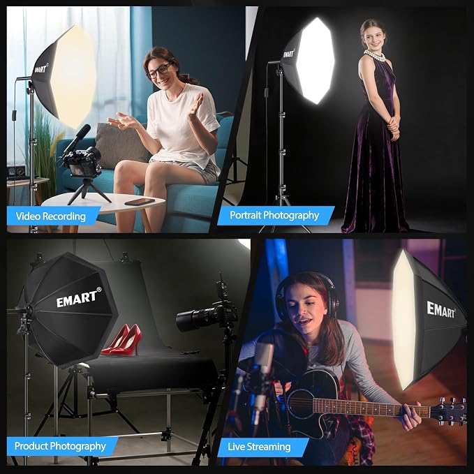 EMART Softbox Photography Lighting Kit, 50W 3000K-6000K LED Bulb, Professional - Image 3