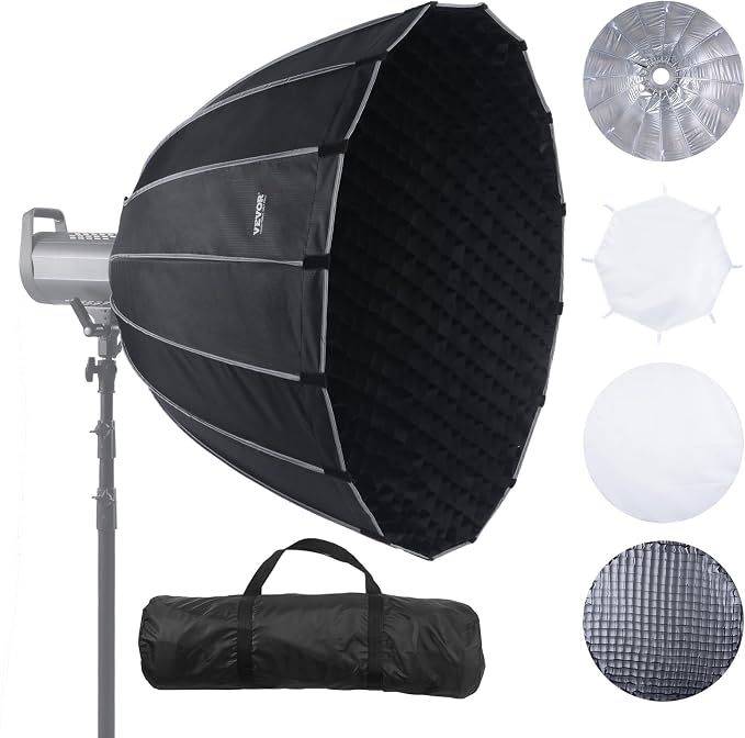 VEVOR Parabolic Softbox, 33 in / 850 mm, Quick Release and Quick Fold, by VEVOR