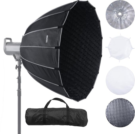 VEVOR Parabolic Softbox, 33 in / 850 mm, Quick Release and Quick Fold, by VEVOR