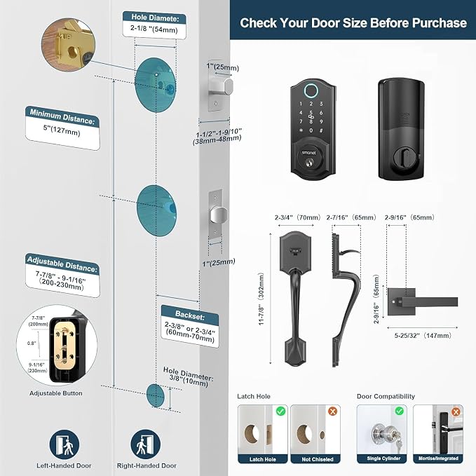 Smart Lock Front Door, SMONET Keyless Entry Door Lock - Image 6
