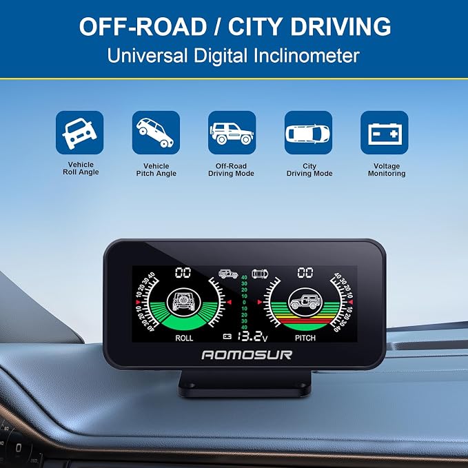 Car Inclinometer for Off-Road Driving, Upgrade Vehicle Level Tilt Gauge HUD for - Image 2