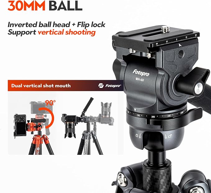 Fotopro Carbon Fiber Tripod 65 Inch Travel Tripod - Image 4