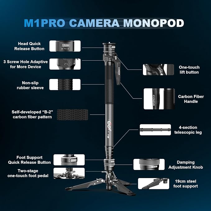 COMAN M1pro 65" Carbon Fiber Monopod - Image 6