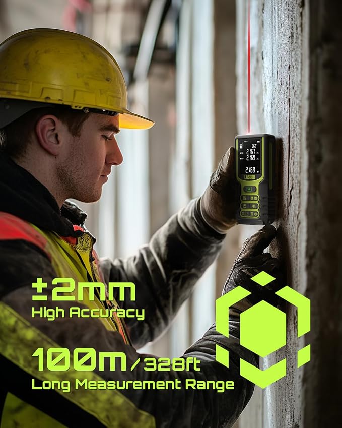 Laser Measure, LASGOO 100m/328ft Laser Measurement Tool, Laser Distance Meter - Image 2