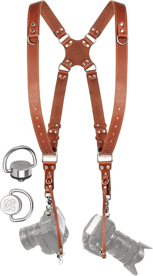 C Coiro Dual Camera Harness Shoulder Leather Camera Strap by CCoiro