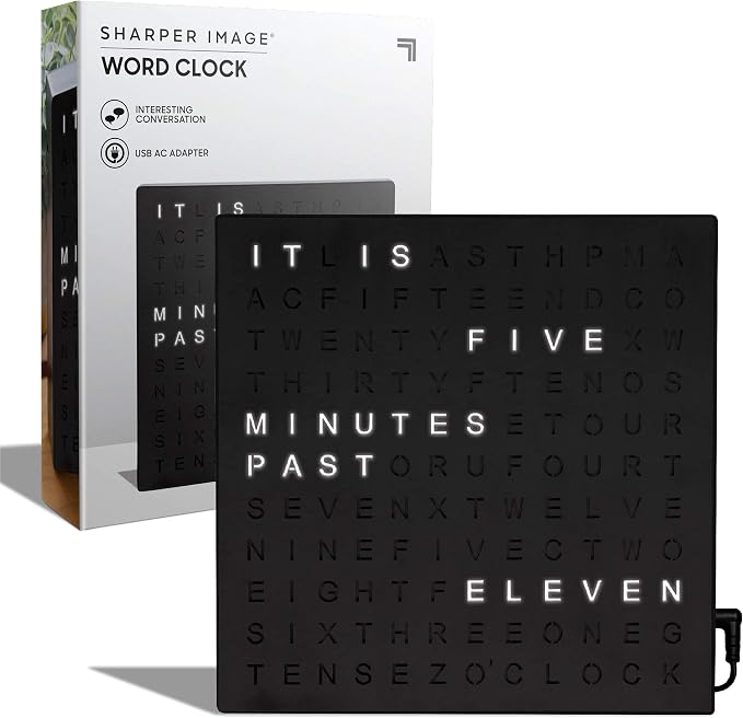 Sharper Image LED Word Digital Clock, Light-Up Desk & Wall Clock, Modern Time by SHARPERIMAGE