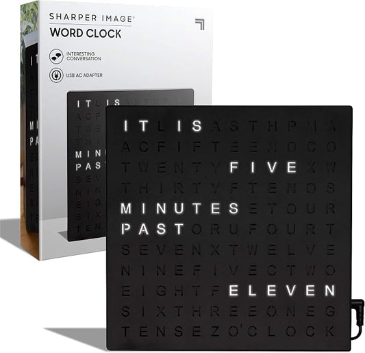 Sharper Image LED Word Digital Clock, Light-Up Desk & Wall Clock, Modern Time by SHARPERIMAGE