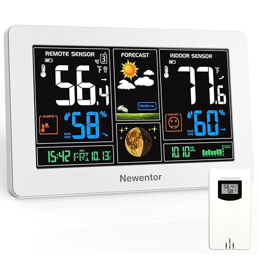 Newentor Weather Station Wireless Indoor Outdoor Thermometer, Color Display by Newentor