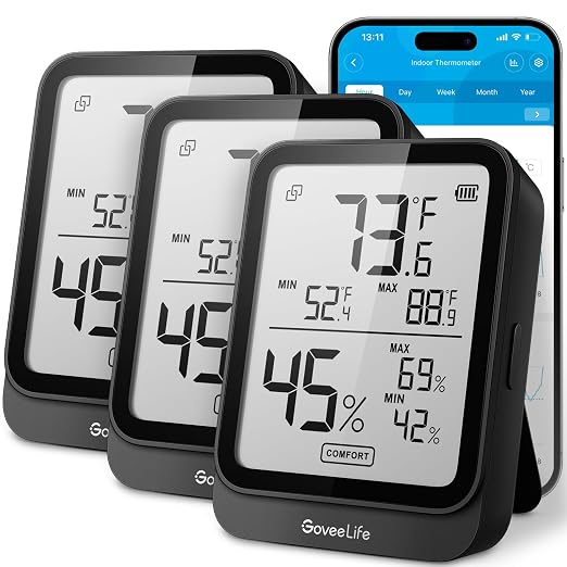 GoveeLife Hygrometer Thermometer H5104 3Pack, Remote LCD Digital Hygrometer by GoveeLife