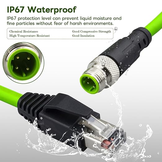 M12 to RJ45 Industrial Ethernet Cable，Automation Systems Interconnect M12 4 Pin - Image 3