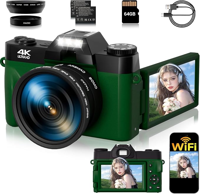 75MP Digital Camera, 4K WiFi Vlogging Camera by SMARTKLIK