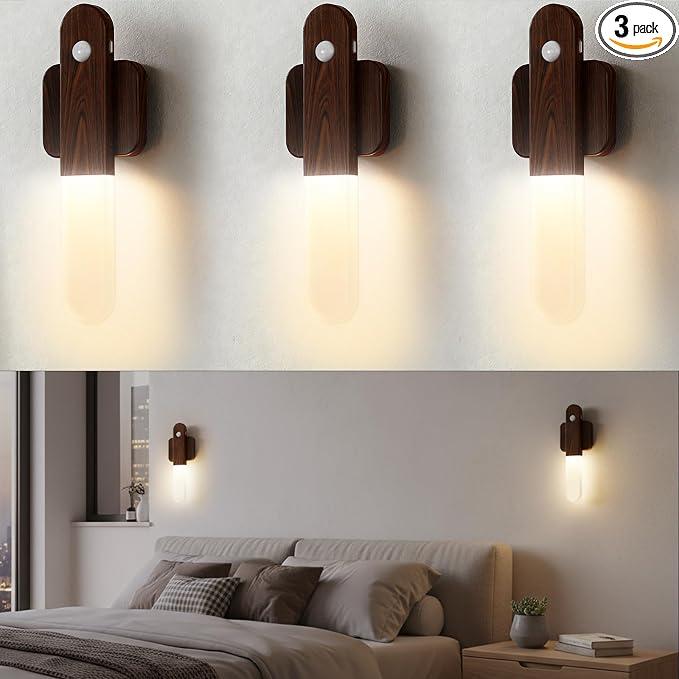 Battery Operated Motion Sensor Wall Sconces Set of 3, Motion Sensor Wall Light by iThirdHomeOutdoorLighting