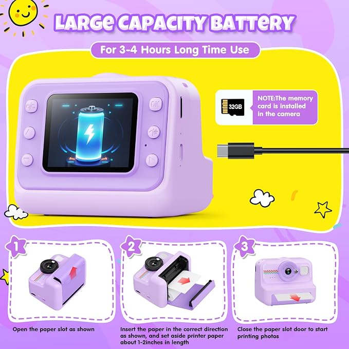 HiMont Kids Camera Instant Print, 1080P HD Instant Print Camera - Image 7