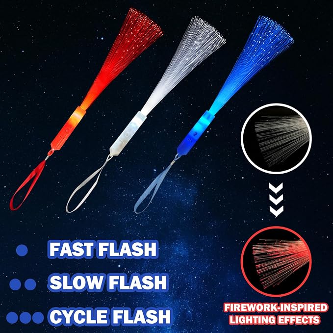 Patriotic Red White Blue Glow Sticks Party Favors Supplies - Image 5
