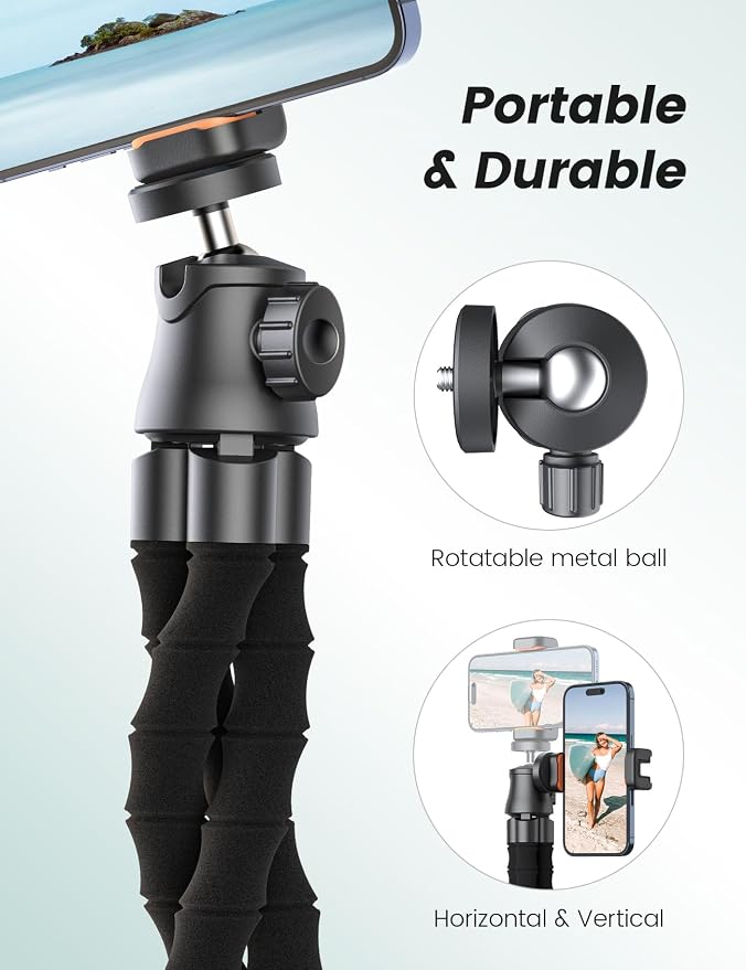 Pnitri Phone Tripod Stand, Extendable Reinforced Aluminum Phone Stand - Image 5