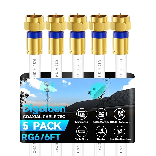 Coaxial Cable 6ft 5Pack, RG6 Coax Cable Cord Extender by Unknown