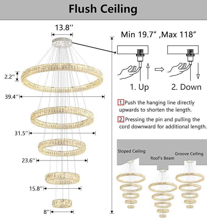 HAIXIANG 5-Rings Modern Chandelier - Image 2