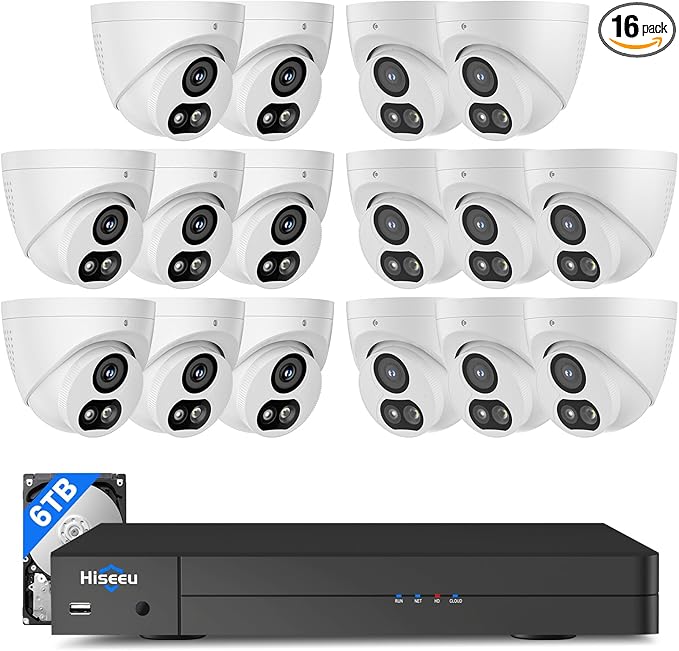 【6TB HDD】 Hiseeu 12MP NVR Security Camera System, 121°Wide View, 2 Way Audio by Hiseeu