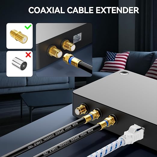 Coaxial Cable 3ft 5 Pack, RG6 Coax Cable Cord Extender - Image 4