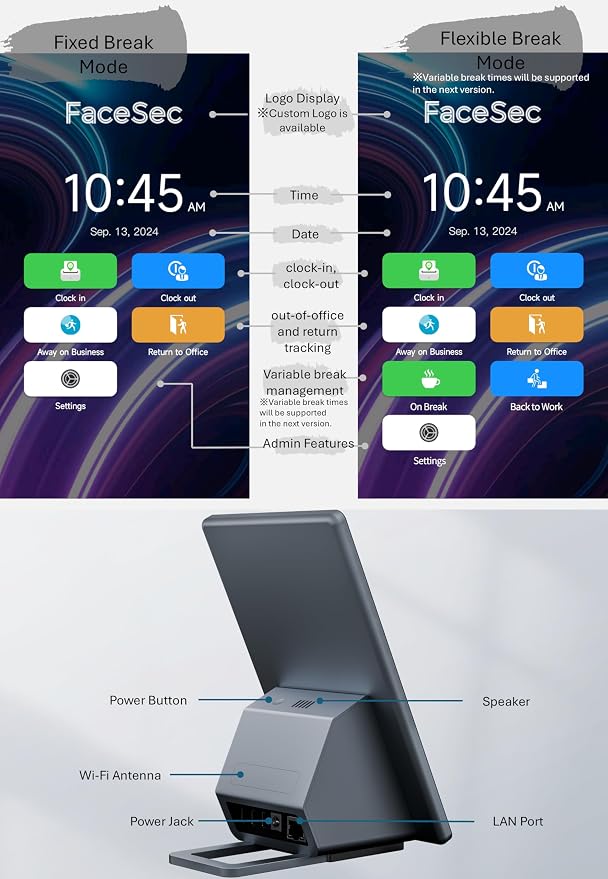 AI Face Recognition Time Clock for Small Business, 8-Inch Desktop Biometric - Image 5