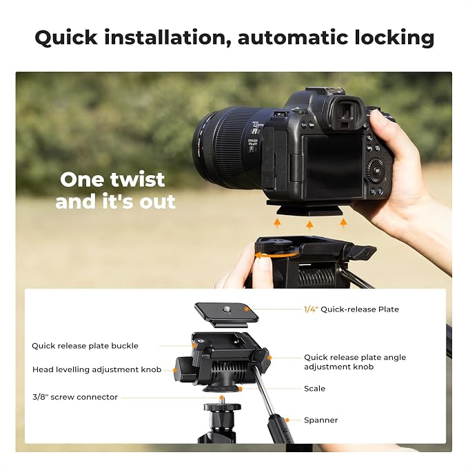 K&F CONCEPT Camera Tripod 76" for Travel, Video Tripod - Image 5