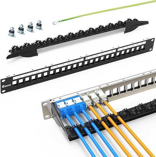 24Port Blank Keystone Patch Panel 1U 19" by Enmane