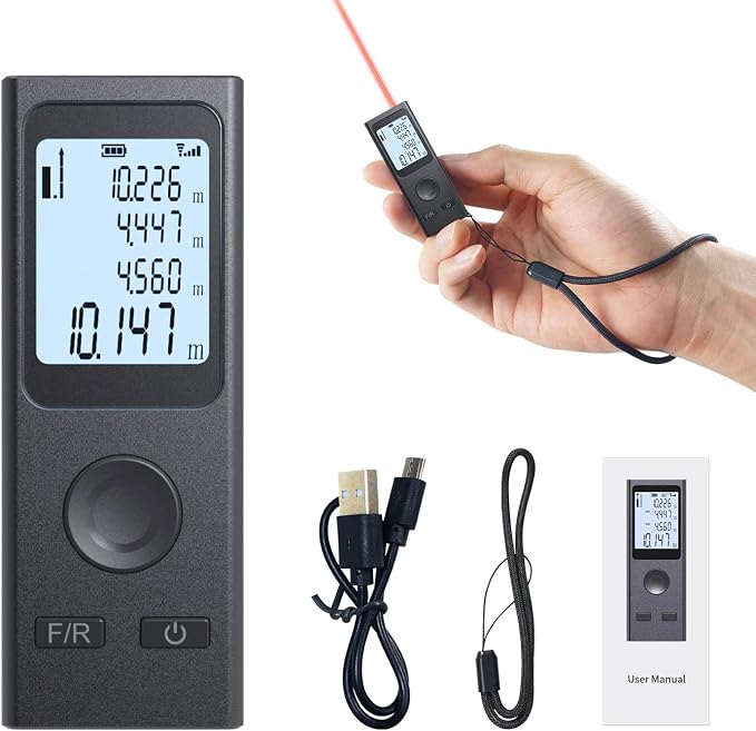 Laser Measure, Mini Laser Distance Meter 131Ft USB Charging LCD Backlight by WANLUTECH
