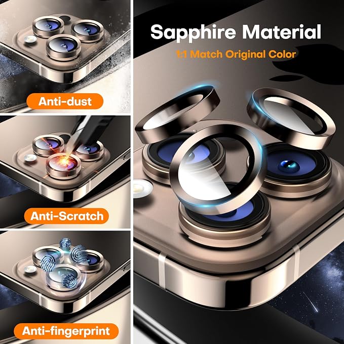 for iPhone 16 Pro/iPhone 16 Pro Max Camera Lens Protector, Tempered Glass - Image 2