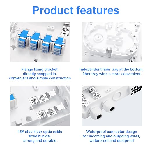 8 Core Fiber Distribution Box, ABS Fiber Optic Terminal Box Waterproof Suitable - Image 2