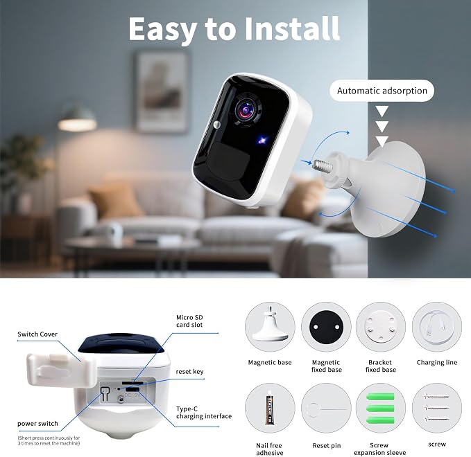 Goalake Wireless Security Camera, 3MP 2K Battery WiFi Camera - Image 8