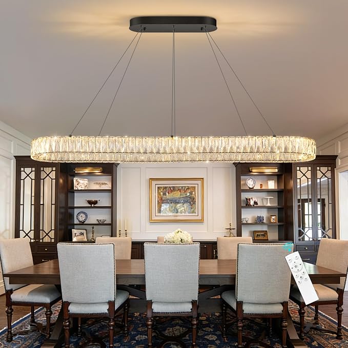 HAIXIANG Crystal 59 Inch Long Chandelier Modern Dimmable LED Chandeliers - Image 4