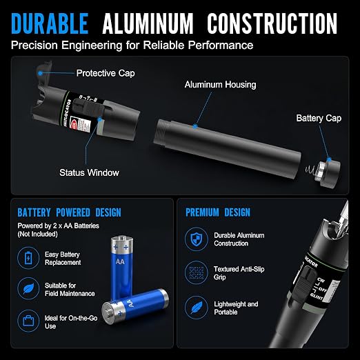 2-Pack Fiber Optic Visual Fault Locator Kit, VFL Pen Compatible - Image 3
