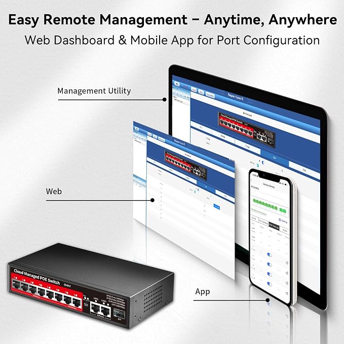 8 Port PoE+ Switch | Easy Smart Managed Ethernet Switch | Support VLAN - Image 4