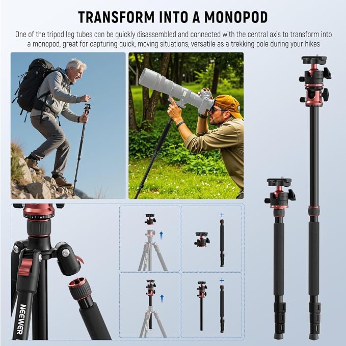 NEEWER Basics 70.9" Camera Tripod Monopod - Image 5